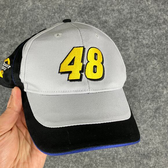 Jimmie Johnson #48 NASCAR Hat Gray Black Adjustable Embroidered Racing Cap - Picture 1 of 7